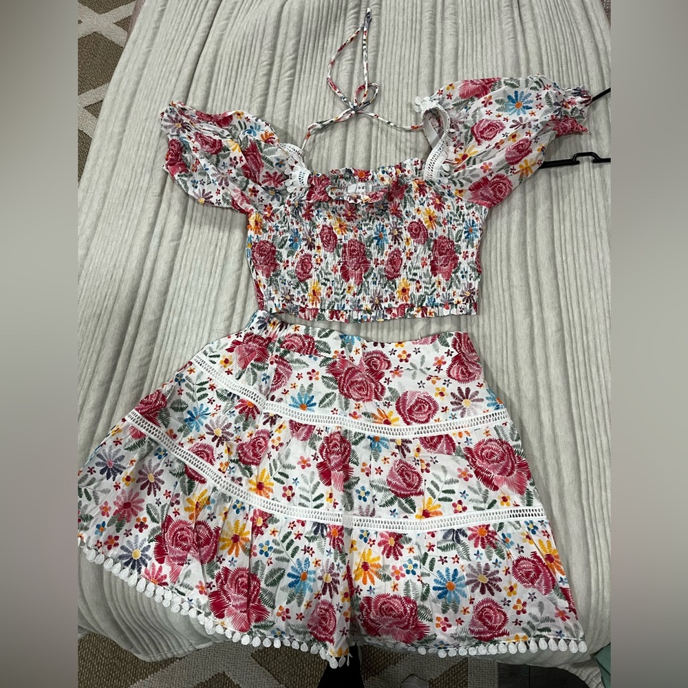 Two piece crop top and skirt